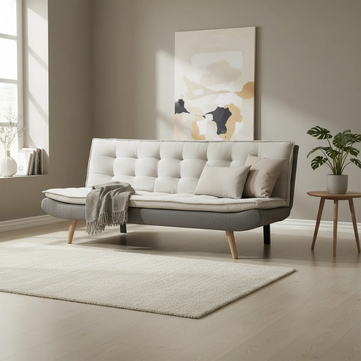 JUST HOME COLLECTION - Futón Falun Beige/Gris 185x100x82 cm