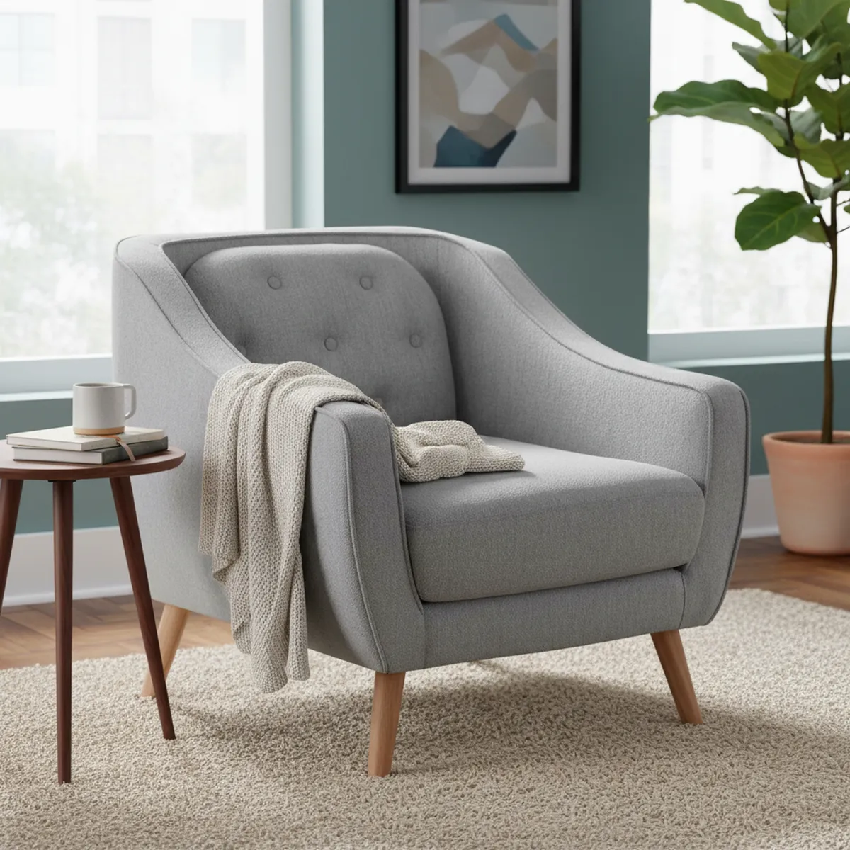 JUST HOME COLLECTION - Sofá 1 cuerpo Gaspare 79x78x84 cm Gris