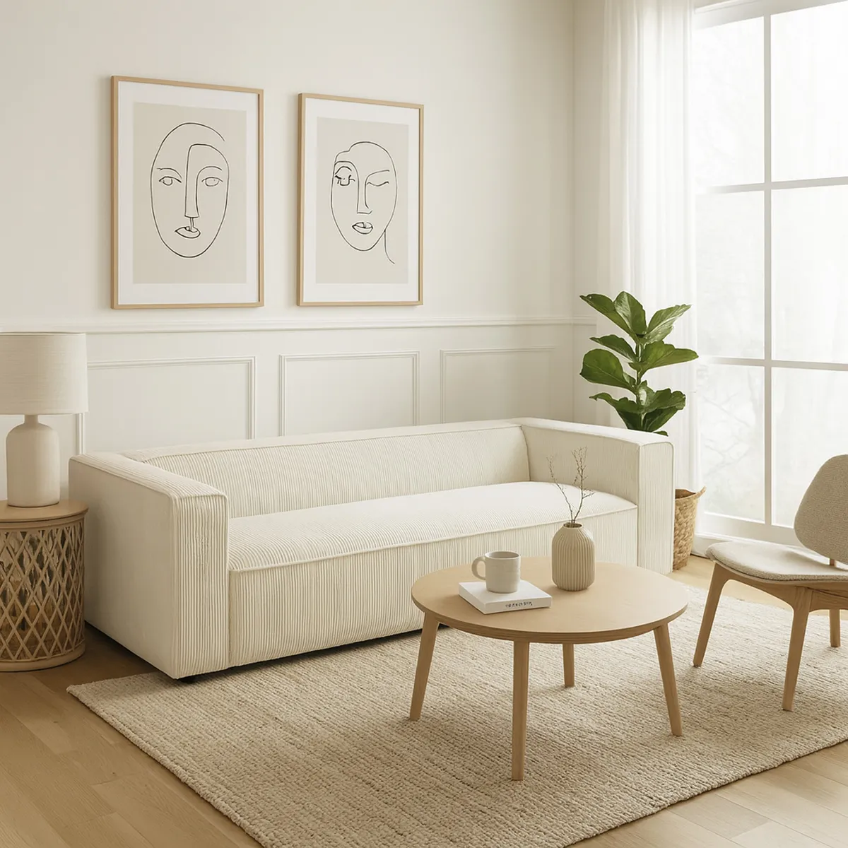 JUST HOME COLLECTION - Sofá 3 cuerpos Anaiel 232x64x94 cm Beige