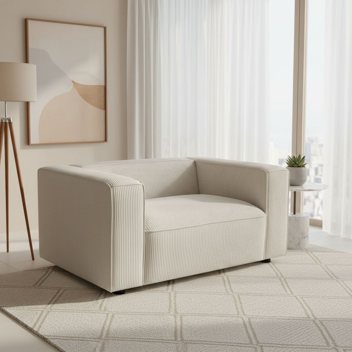 JUST HOME COLLECTION - Sofá 1 cuerpo Anaiel 128x64x94 cm Beige