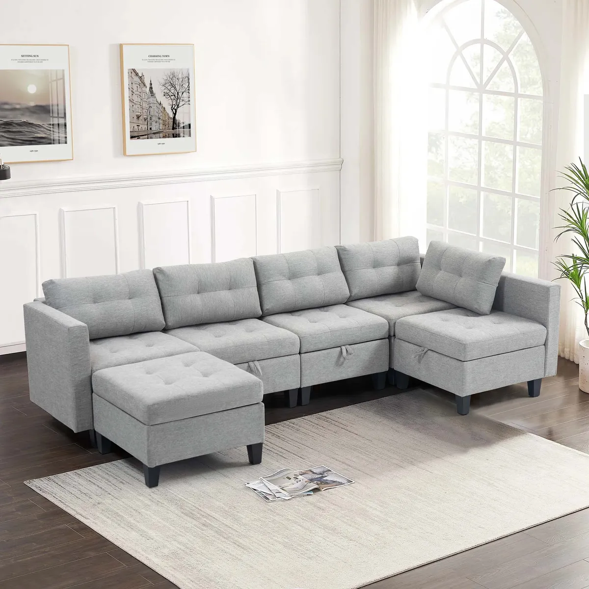JUST HOME COLLECTION - Sofá Cama Seccional Narva Gris 217x82x147 cm