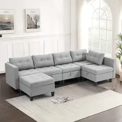 JUST HOME COLLECTION - Sofá Cama Seccional Narva Gris 217x82x147 cm