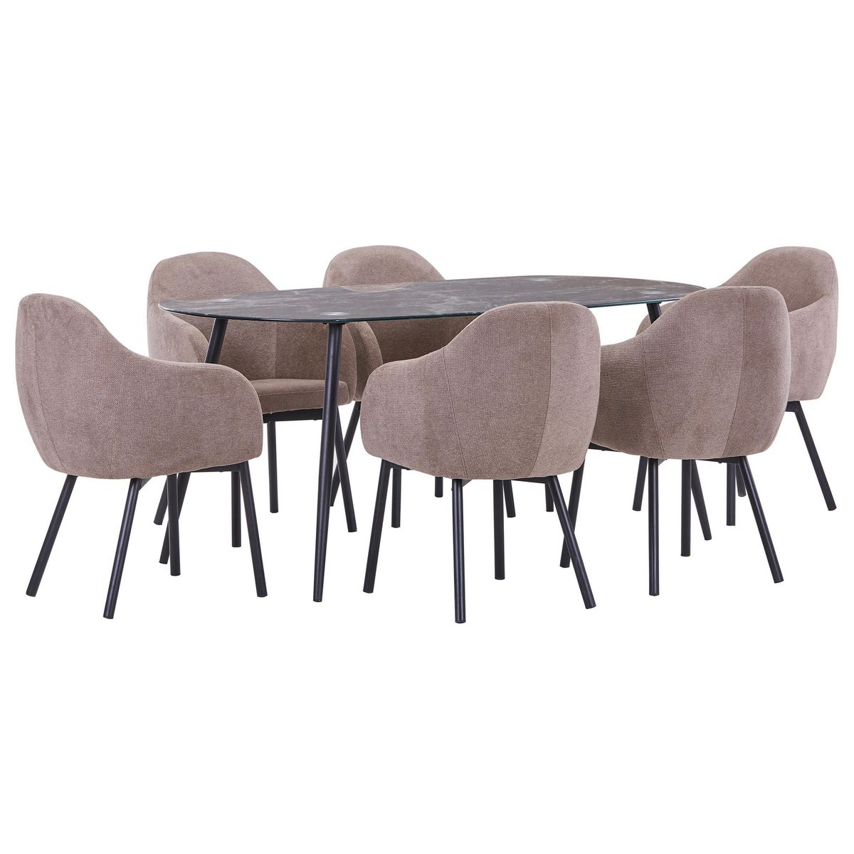 Juego de Comedor Nosara 6 Sillas Mesa Ovalada 180x90x75cm Negro, marca JUST HOME COLLECTION - Foto 2