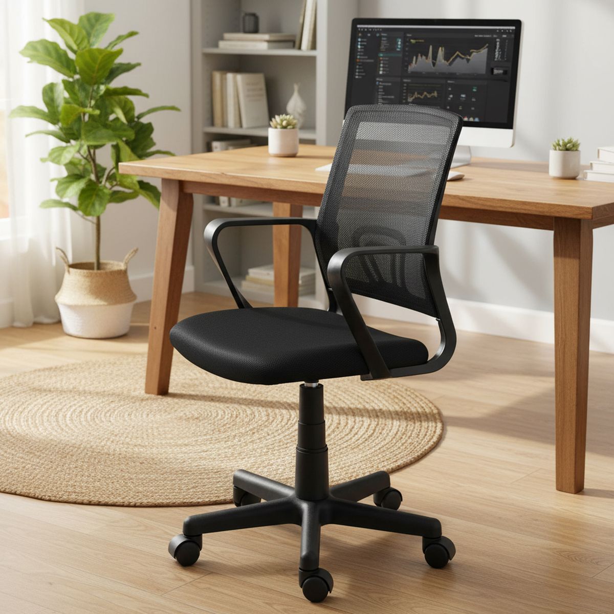 JUST HOME COLLECTION - Silla Escritorio Malla Isla G2 Negra