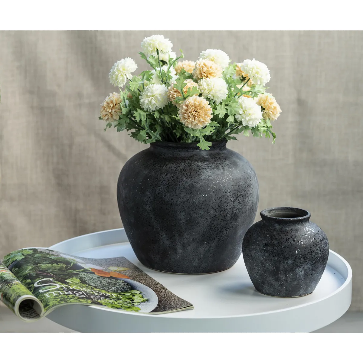 JUST HOME COLLECTION - Jarrón 12,5x11 cm Terra Negro