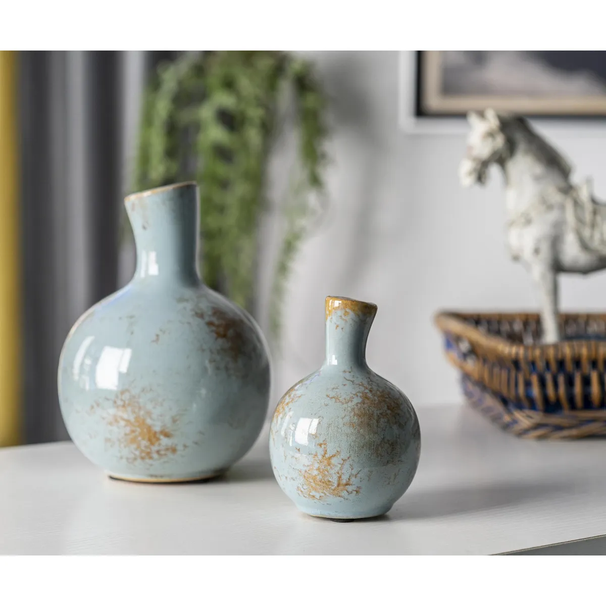 JUST HOME COLLECTION - Jarrón 13,5x18 cm Terra Celeste