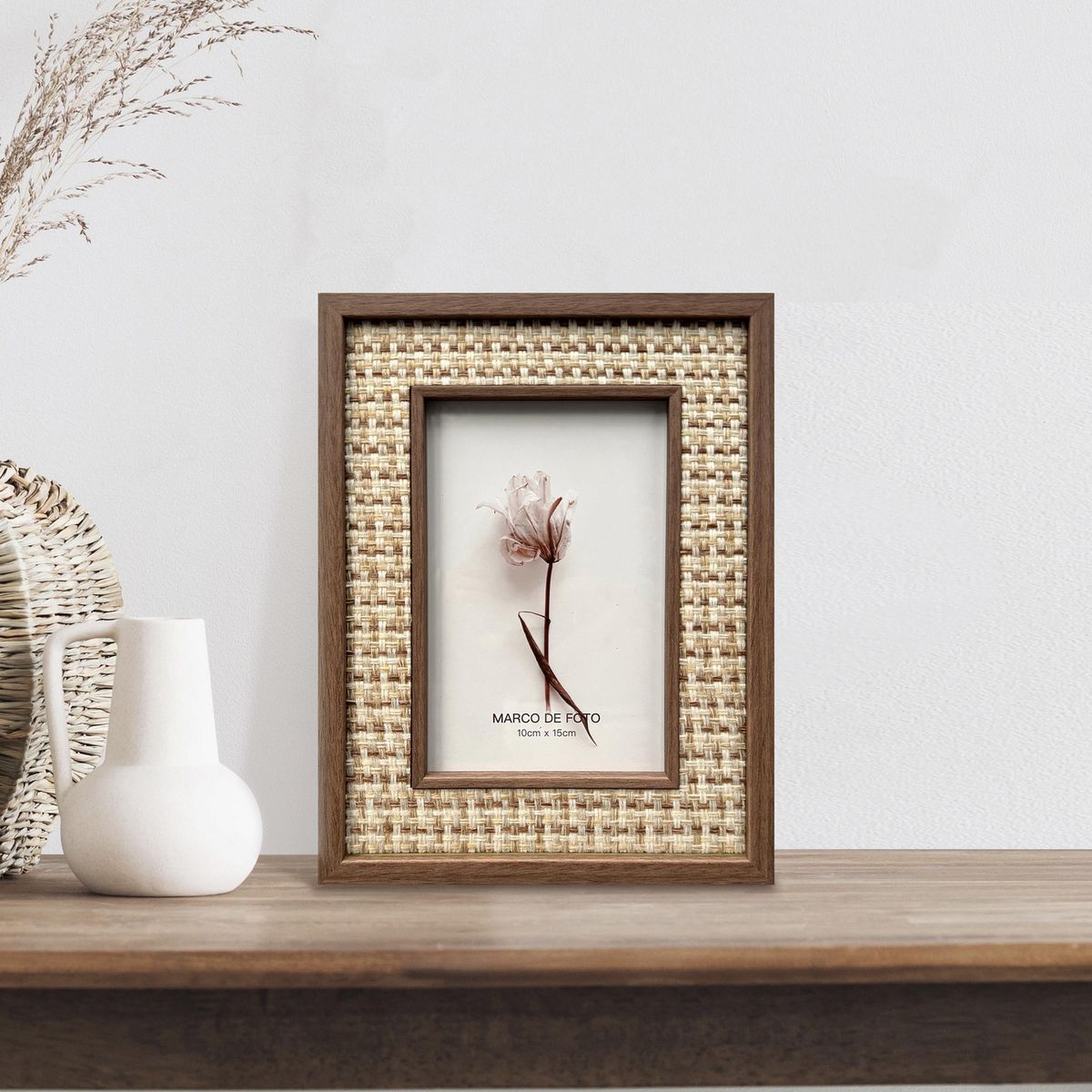 JUST HOME COLLECTION - Marco de Foto Mad Text 10x15 cm Café Plástico