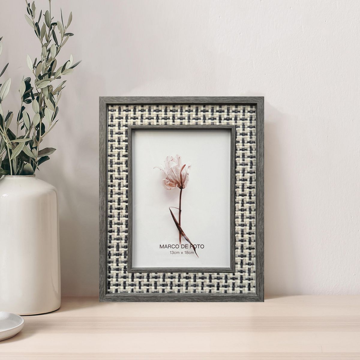 JUST HOME COLLECTION - Marco de Foto Mad Text 13x18 cm Gris Plástico