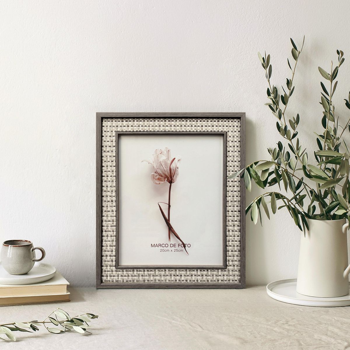 JUST HOME COLLECTION - Marco de Foto Mad Text 20x25 cm Gris Plástico