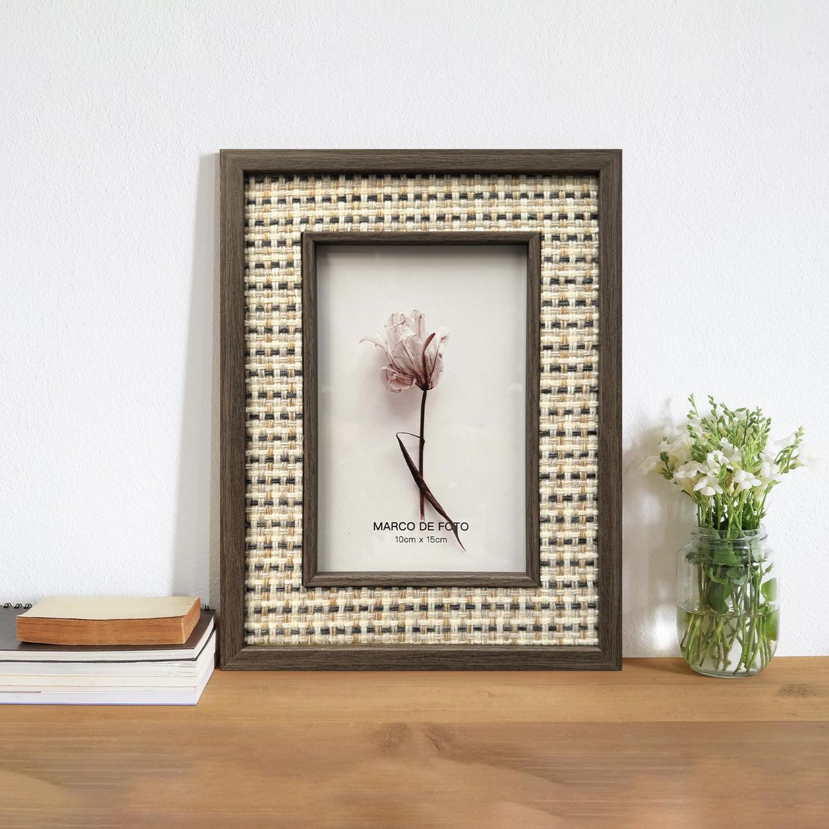 JUST HOME COLLECTION - Marco de Foto Mad Text 10x15 cm Café oscuro Plástico