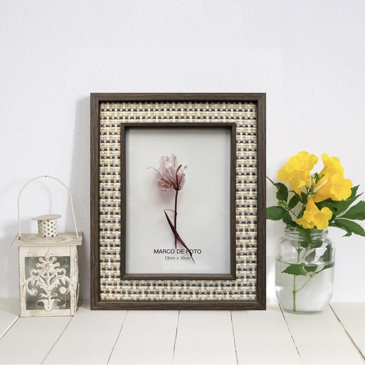 JUST HOME COLLECTION - Marco de Foto Mad Text 13x18 cm Café oscuro Plástico