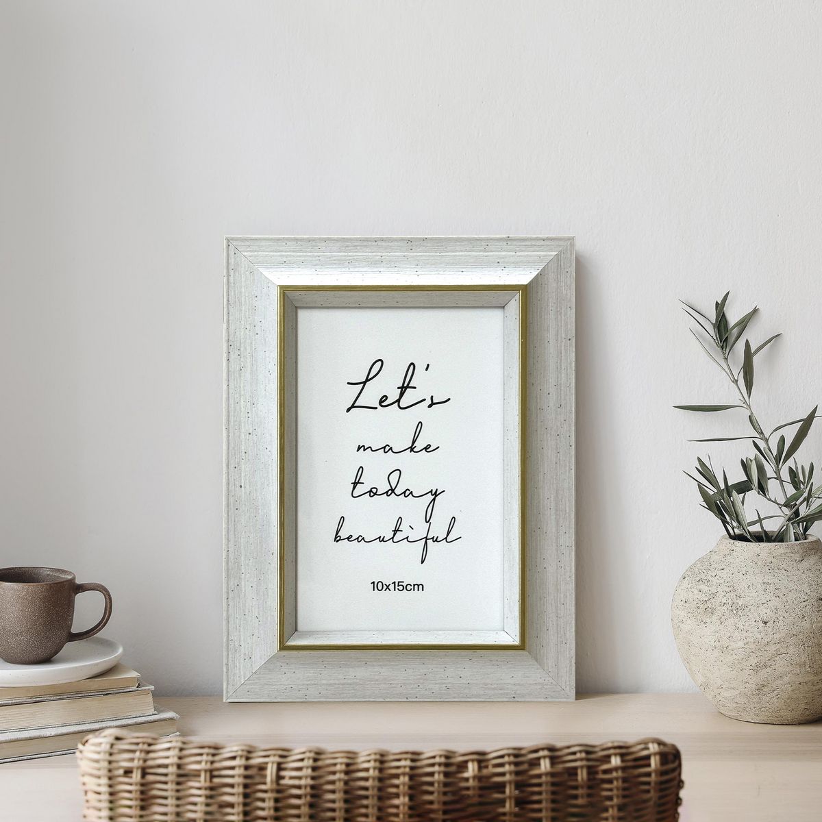 JUST HOME COLLECTION - Marco de Foto Mad 10x15 cm Blanco Plástico