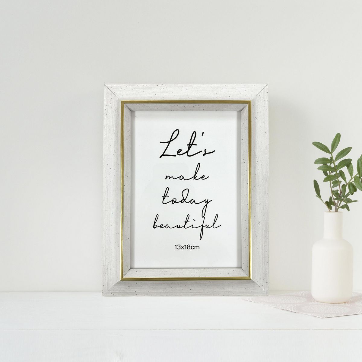 JUST HOME COLLECTION - Marco de Foto Mad 13x18 cm Blanco Plástico