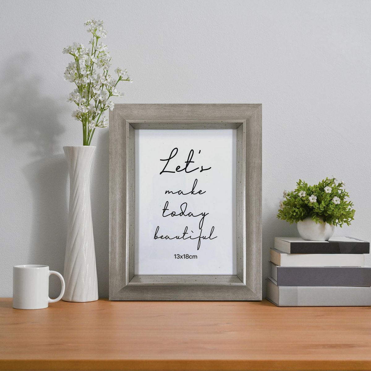 JUST HOME COLLECTION - Marco de Foto Mad 13x18 cm Gris Plástico