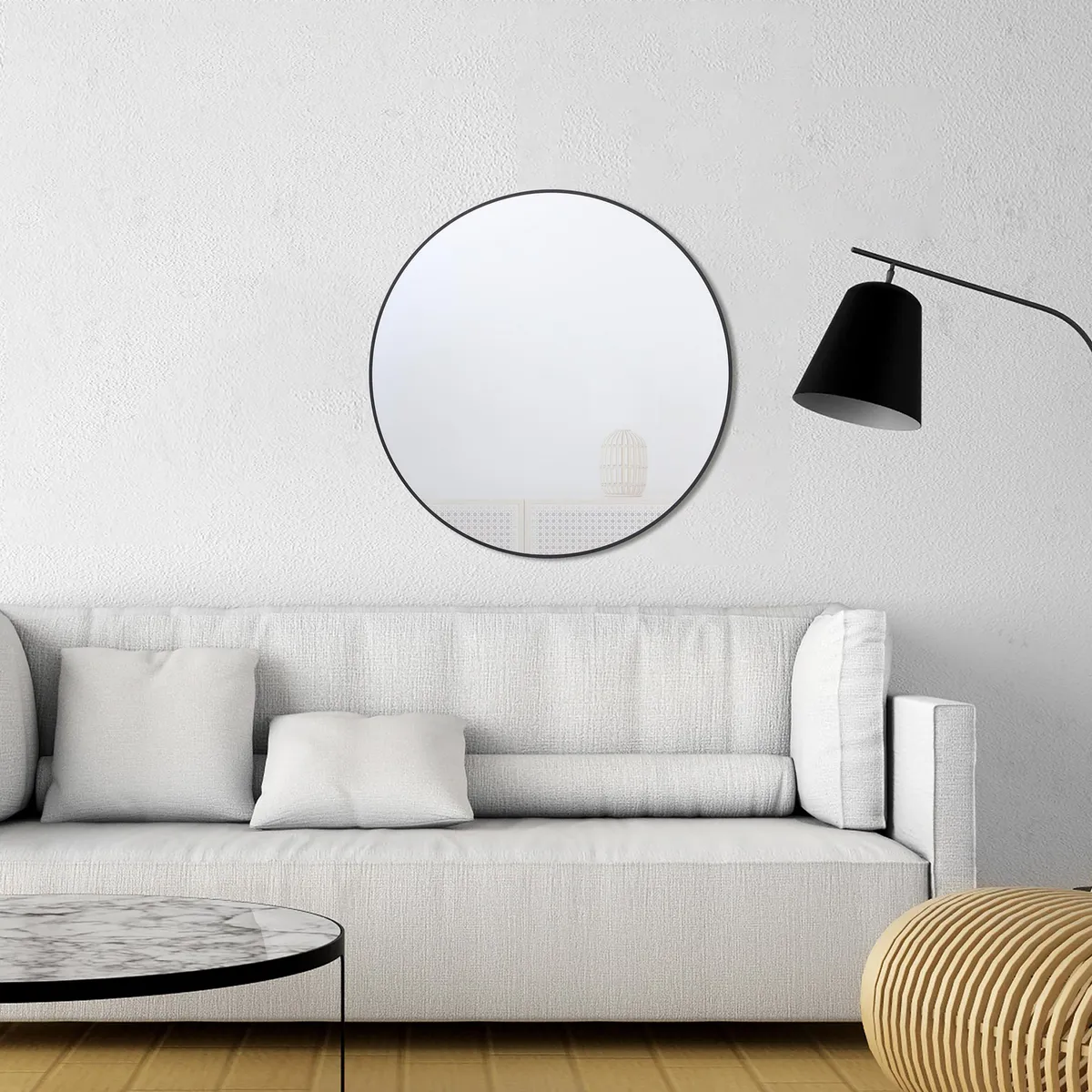 JUST HOME COLLECTION - Espejo Decorativo Forma Redonda 65x65 cm Negro Round