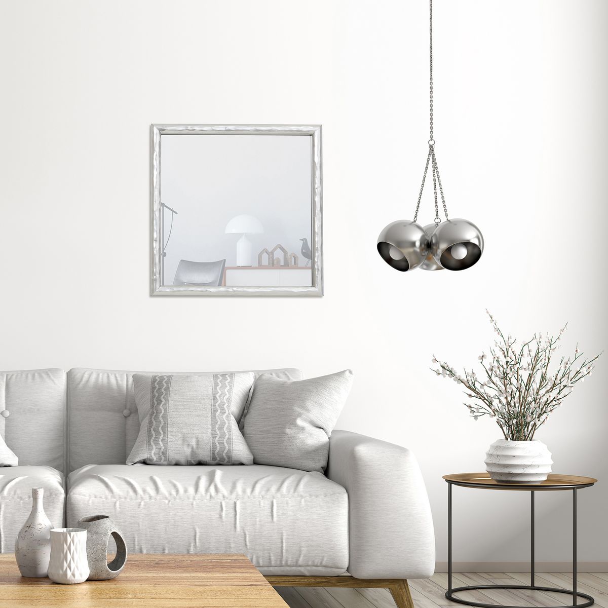 JUST HOME COLLECTION - Espejo Decorativo Forma Cuadrada 30x30 cm Plateado Basic