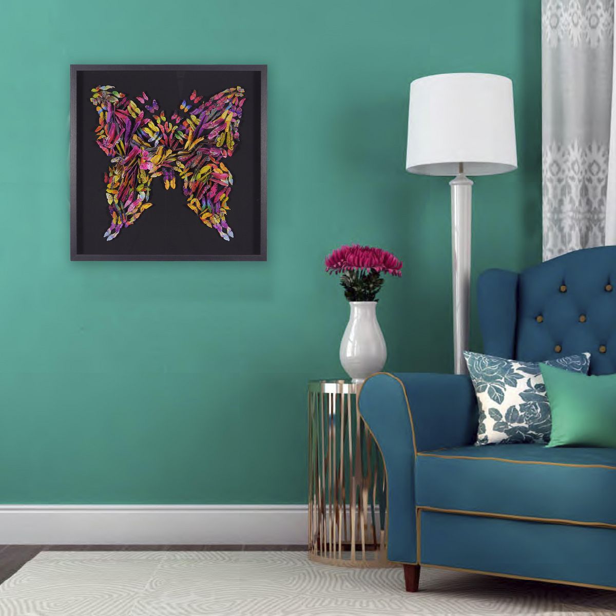 JUST HOME COLLECTION - Cuadro Mariposa 80x80 cm