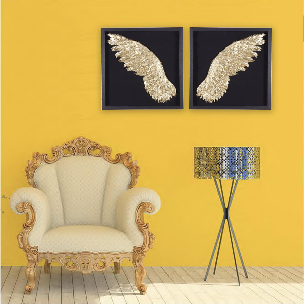 JUST HOME COLLECTION - Cuadro Golden wing 60x60 cm