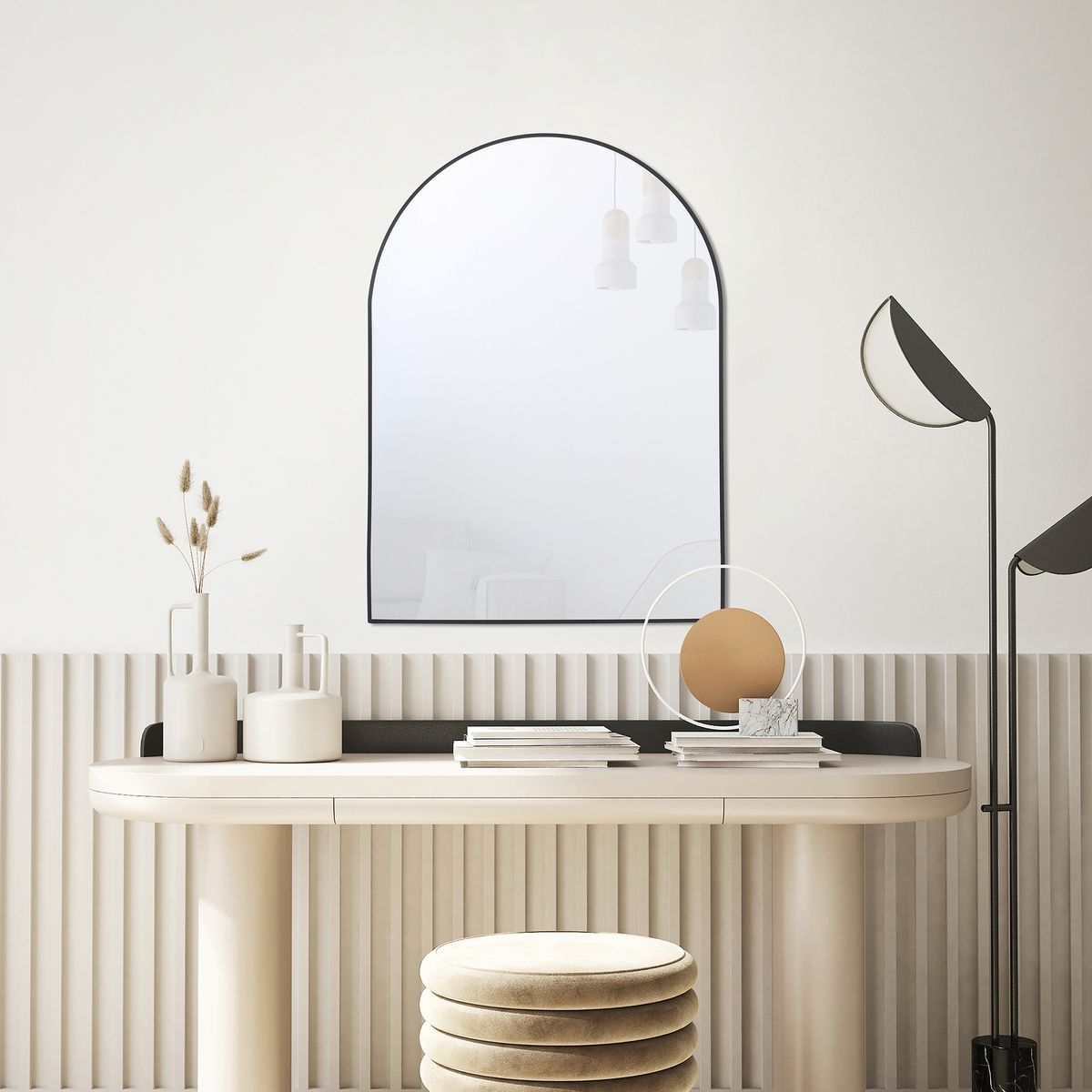 JUST HOME COLLECTION - Espejo Decorativo Forma Rectangular 75x55 cm Negro Arco