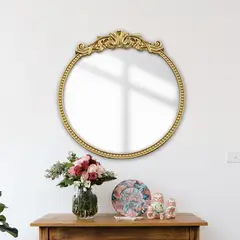JUST HOME COLLECTION - Espejo Decorativo Forma Redonda 61x61 cm Dorado Rococo