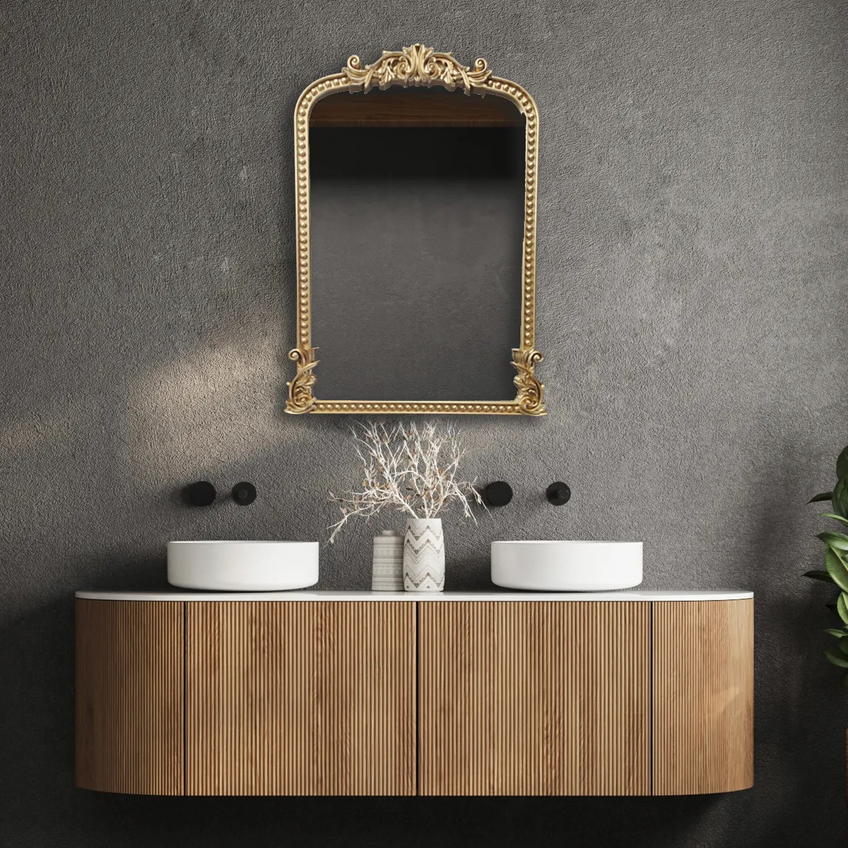 JUST HOME COLLECTION - Espejo Decorativo Forma Curva 47x66 cm Dorado Rococo