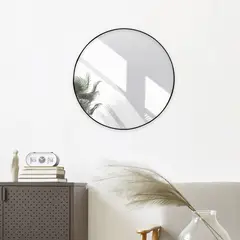 JUST HOME COLLECTION - Espejo Decorativo Forma Redonda 90x90 cm Negro