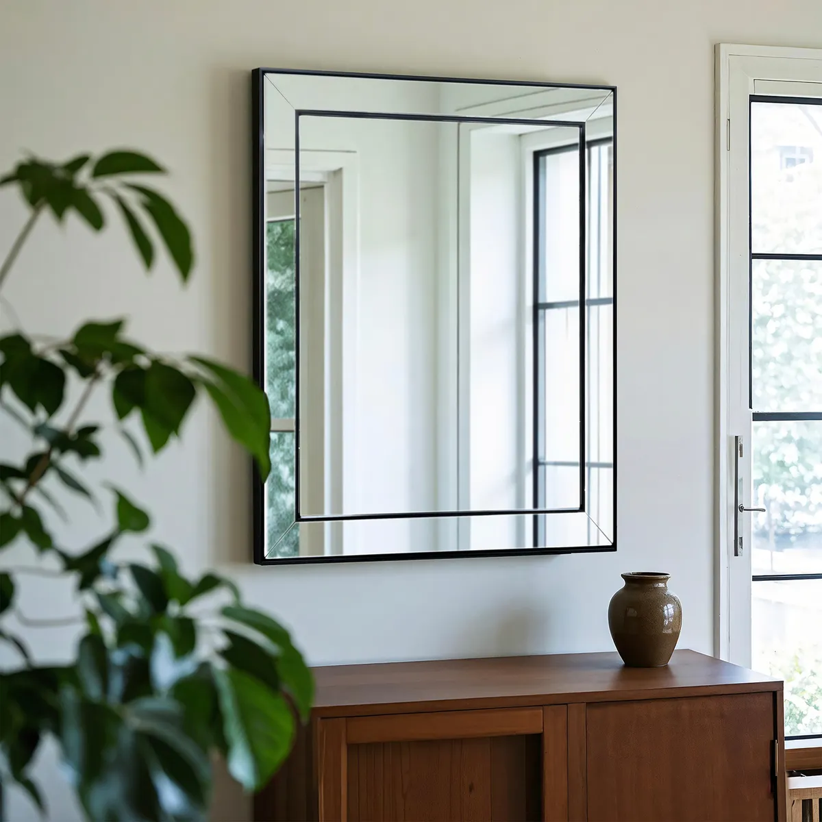 JUST HOME COLLECTION - Espejo Decorativo Forma Plana 62x72 cm Negro Bisel