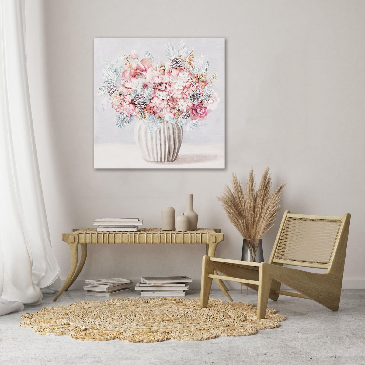 JUST HOME COLLECTION - Canvas Florero rosado 70x70 cm
