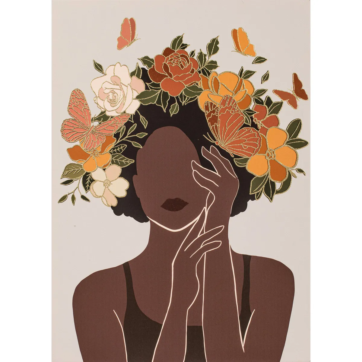 JUST HOME COLLECTION - Canvas Mujer floral 50x70 cm