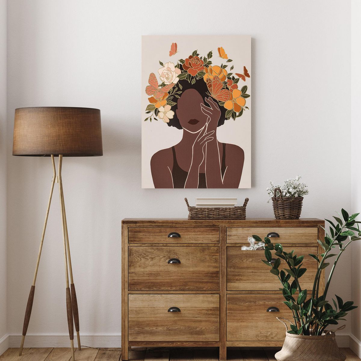 JUST HOME COLLECTION - Canvas Mujer floral 50x70 cm