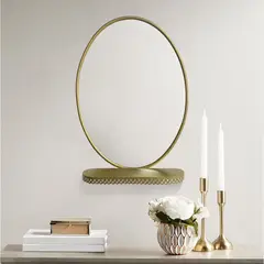 JUST HOME COLLECTION - Espejo Decorativo Forma Ovalada 18x71 cm Dorado Vintage