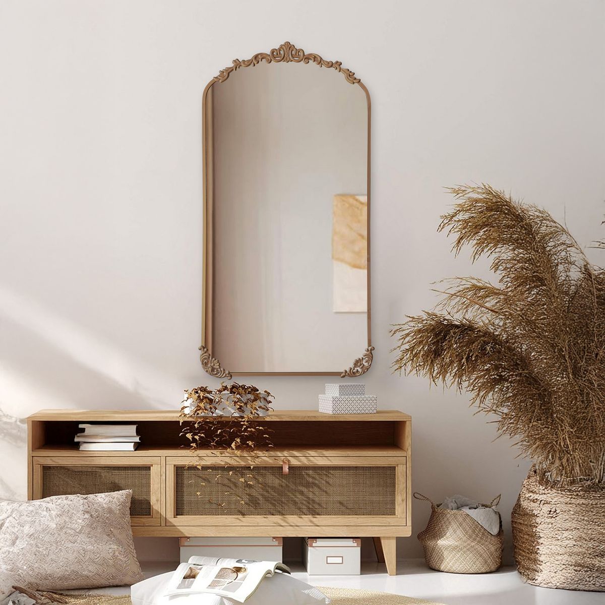 JUST HOME COLLECTION - Espejo Decorativo Forma Rectangular 62x129 cm Dorado Vintage