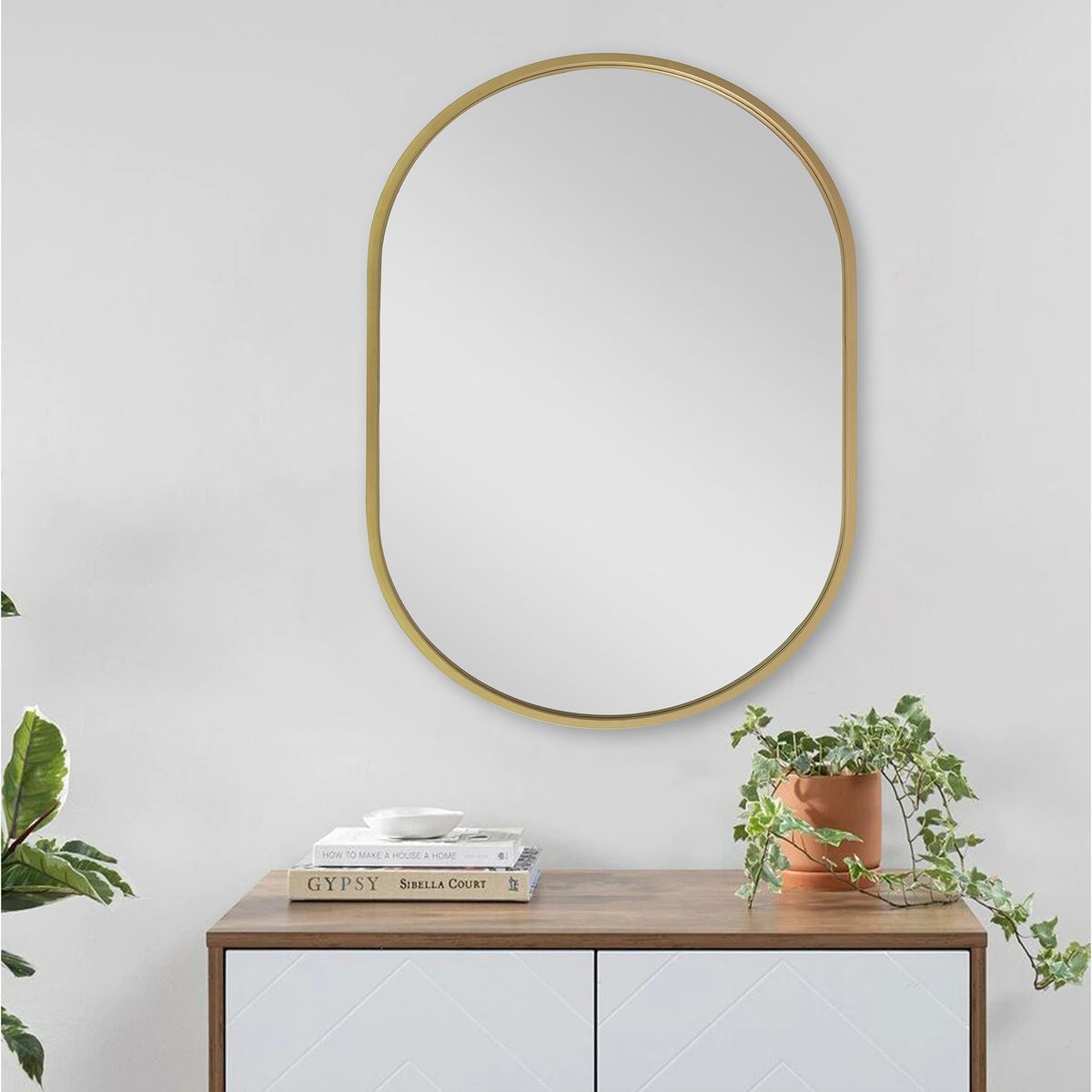 JUST HOME COLLECTION - Espejo Decorativo Forma Ovalada 45x71.5 cm Dorado Vintage