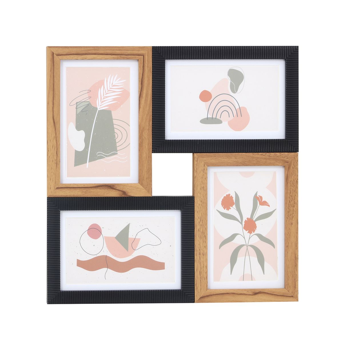 JUST HOME COLLECTION - Marco de Foto 4 Piezas 29.6x29.6 cm Natural y negro MDF