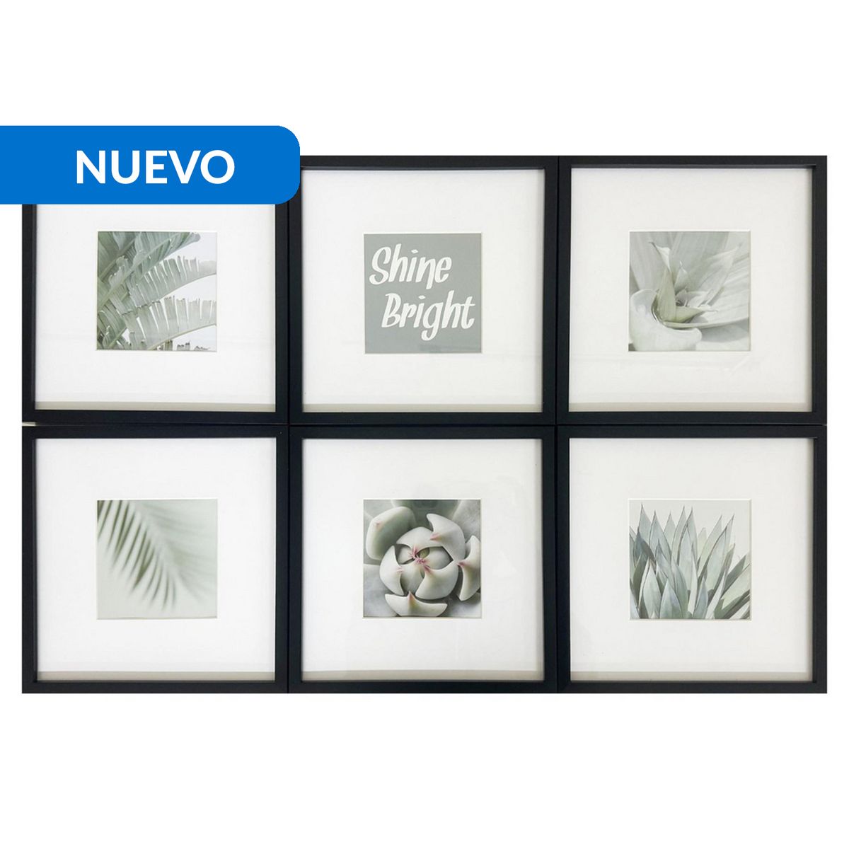 JUST HOME COLLECTION - Set 6 Marcos de Foto 20x25 cm Negro Plástico