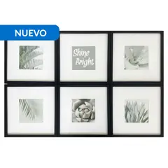 JUST HOME COLLECTION - Set 6 Marcos de Foto 20x25 cm Negro Plástico