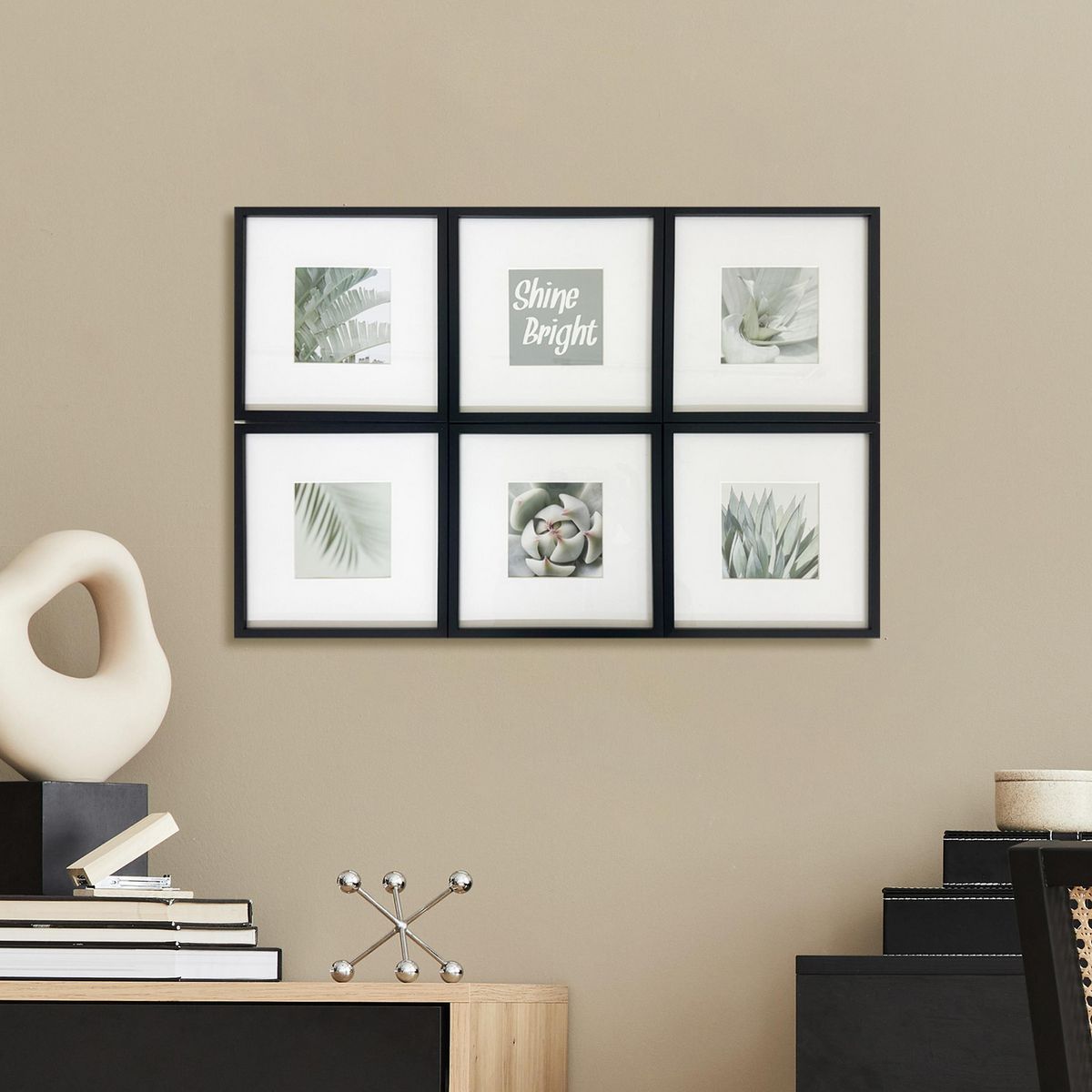 JUST HOME COLLECTION - Set 6 Marcos de Foto 20x25 cm Negro Plástico