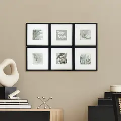 JUST HOME COLLECTION - Set 6 Marcos de Foto 20x25 cm Negro Plástico