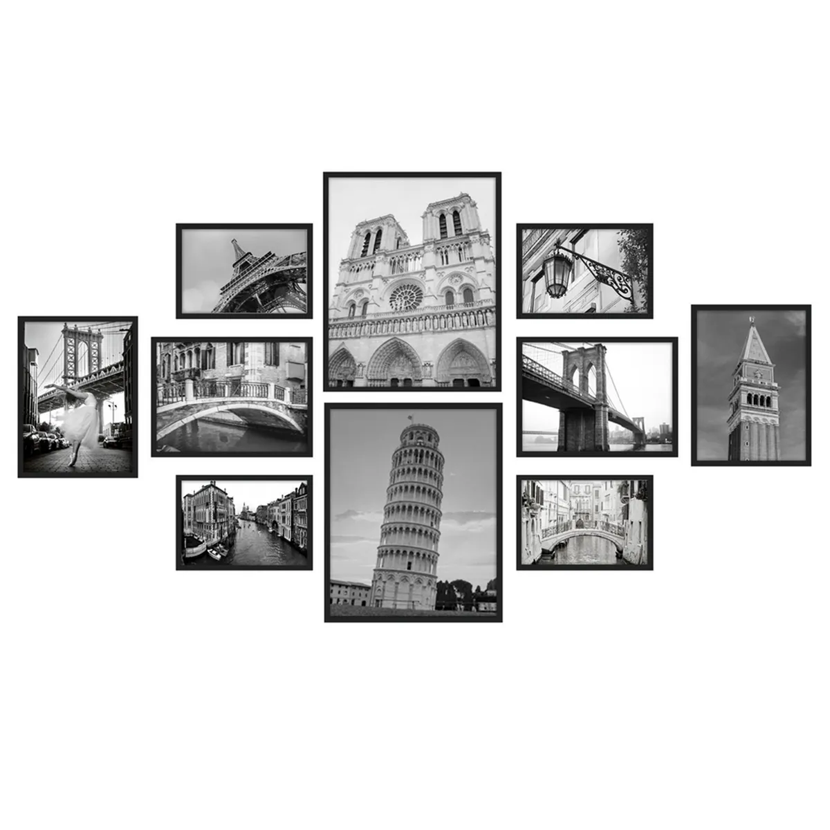 JUST HOME COLLECTION - Marco de Foto 10 Unidades 47.3x21.6 cm Negro Plástico