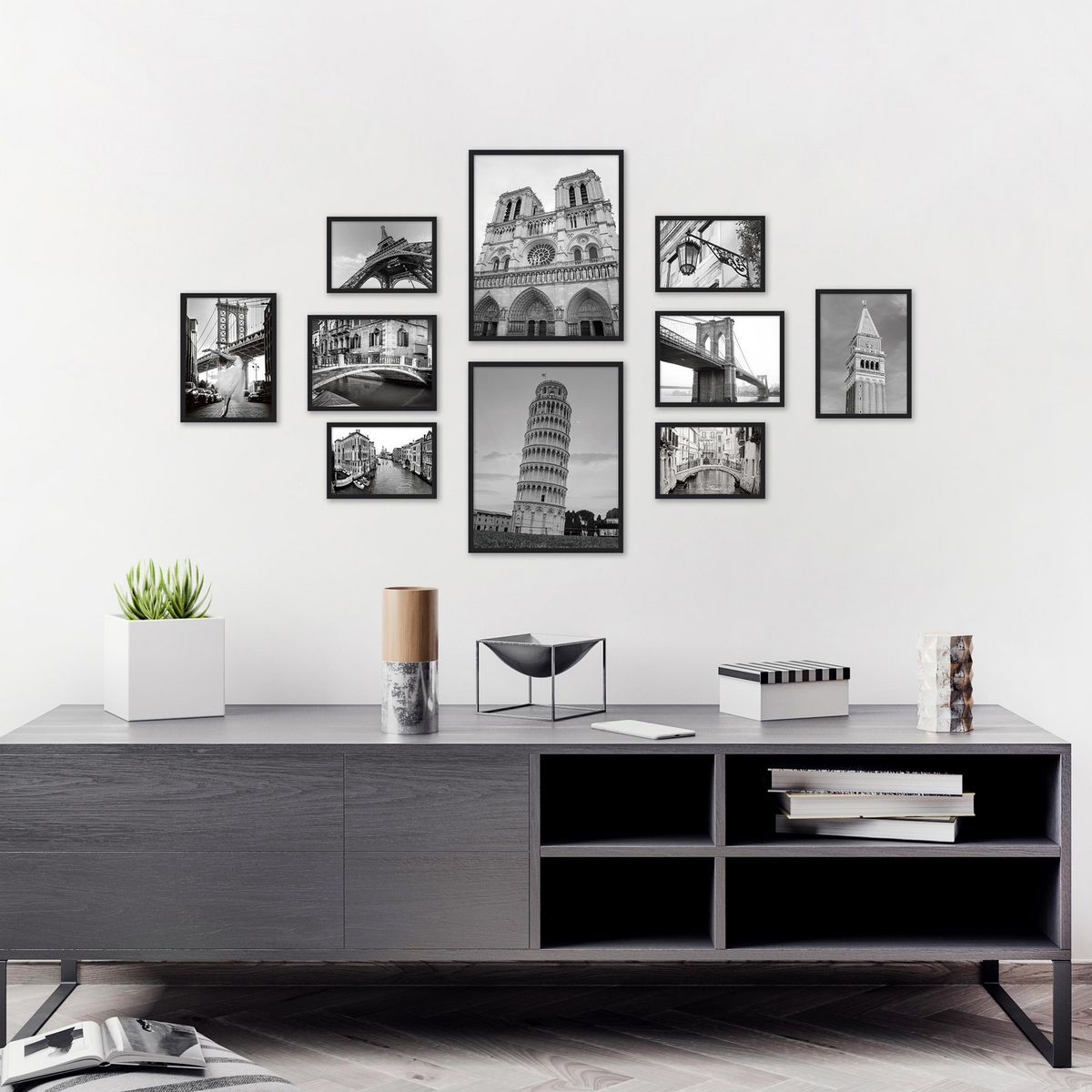 JUST HOME COLLECTION - Marco de Foto 10 Unidades 47.3x21.6 cm Negro Plástico