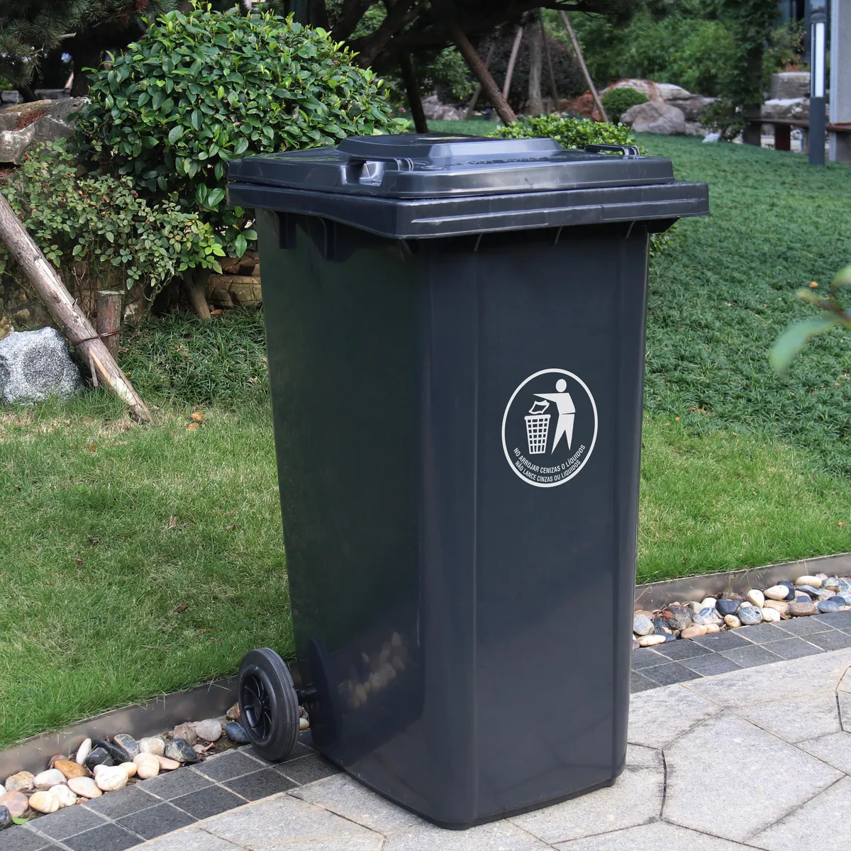 KLEINE WOLKE - Basurero Kleine Wolke 240 L Con Tapa Y Ruedas Gris