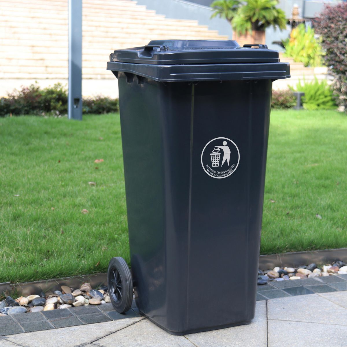 KLEINE WOLKE - Basurero Kleine Wolke 120 L Tapa Y Ruedas Gris