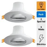 Pack 2 Focos Led Spot Redondo 5 W Plástico Blanco
