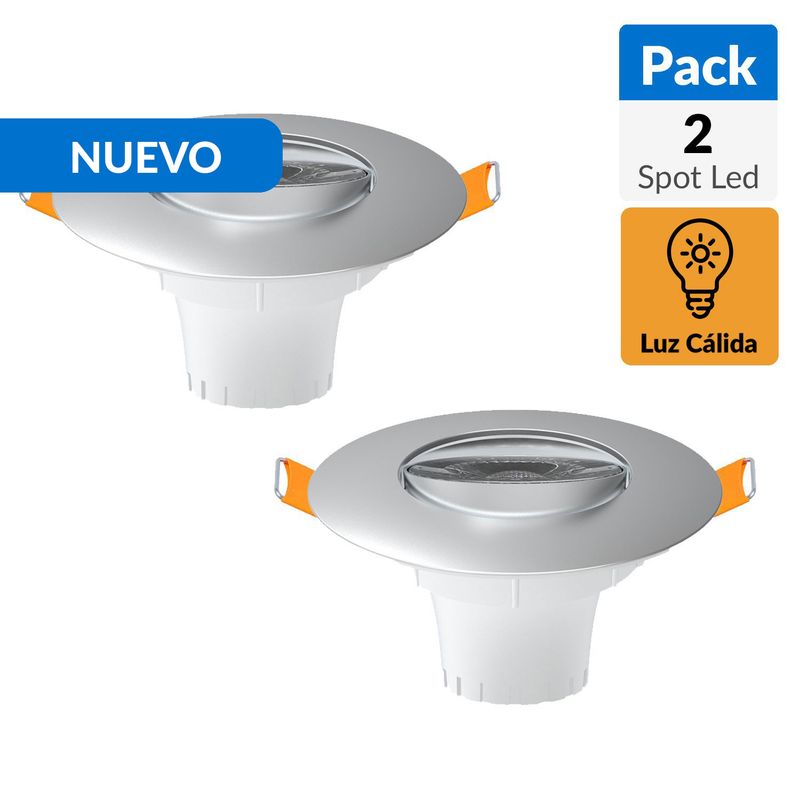 DAIRU - Pack 2 Focos Led Spot Redondo 5 W Plástico Blanco 5.6 cm