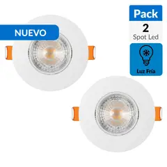 DAIRU - Pack 2 Foco Led Spot Empotrado Redondo 5 W Plástico Blanco