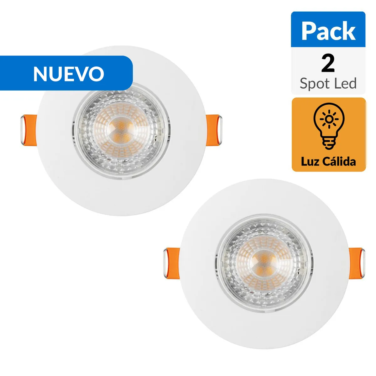 DAIRU - Pack 2 Foco Led Spot Empotrado Redondo 5 W Plástico Blanco