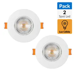 DAIRU - Pack 2 Foco Led Spot Empotrado Redondo 5 W Plástico Blanco 5.6 cm