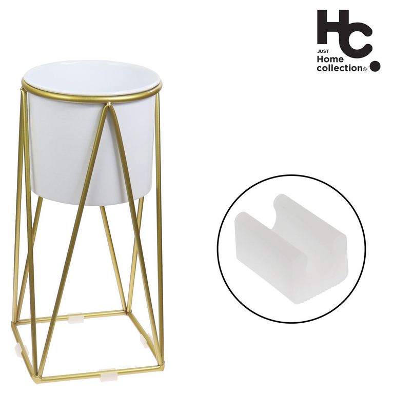 Macetero de Acero 21x47 cm Dorado; Blanco