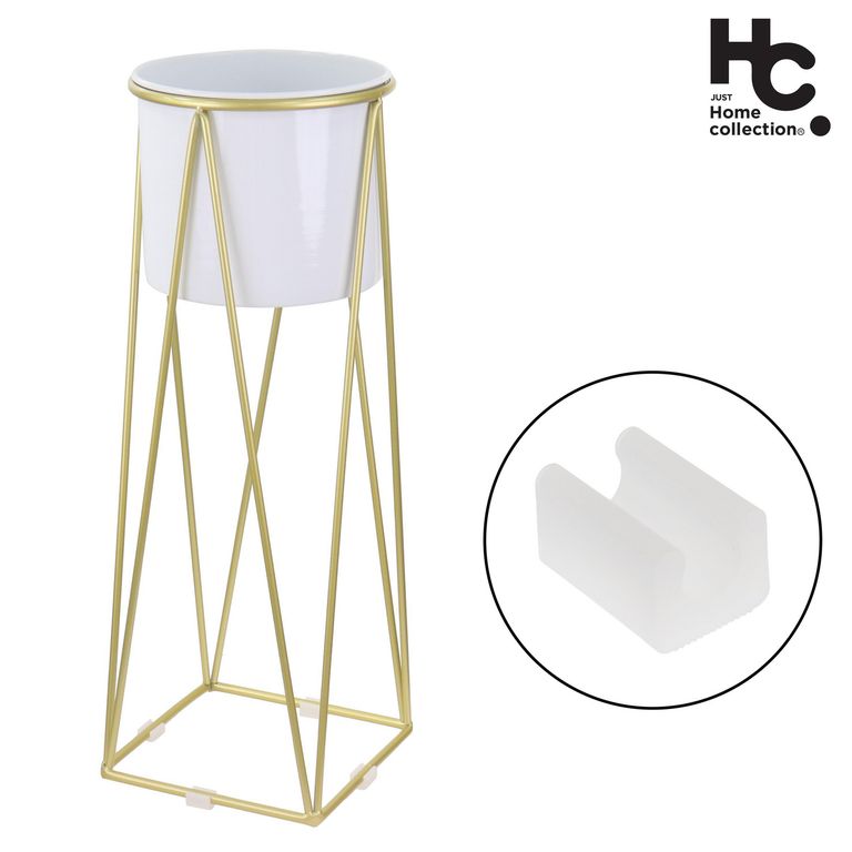 Macetero de Acero 26x70 cm Dorado; Blanco