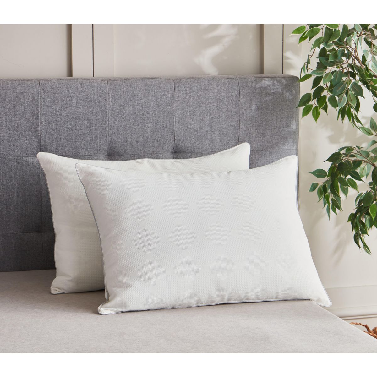 JUST HOME COLLECTION - Pack de 2 Almohadas Waffle de Poliéster para Dormir 50x70 cm